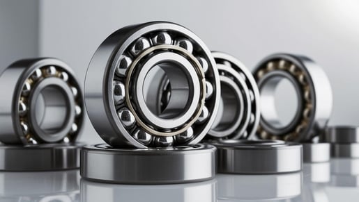 high resolution photograph of ball bearing components_